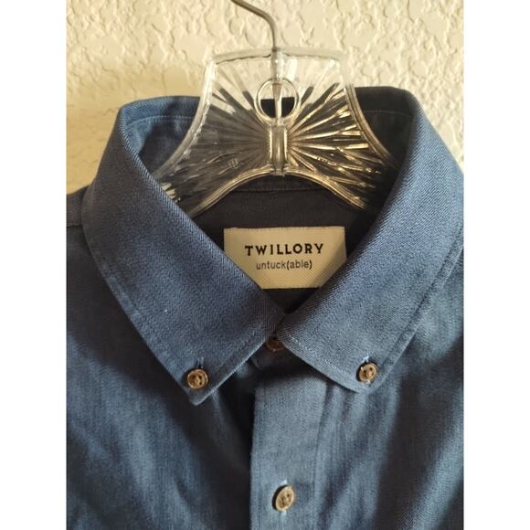 Twillory Performance Button Down Cotton Blend Denim Look Tailored Fit S/M ** - Picture 4 of 12